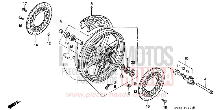 VORDERRAD (CB750F2) von CB1300 Super Bold'or ABS CANDY WAVE BLUE (PB161) von 1994